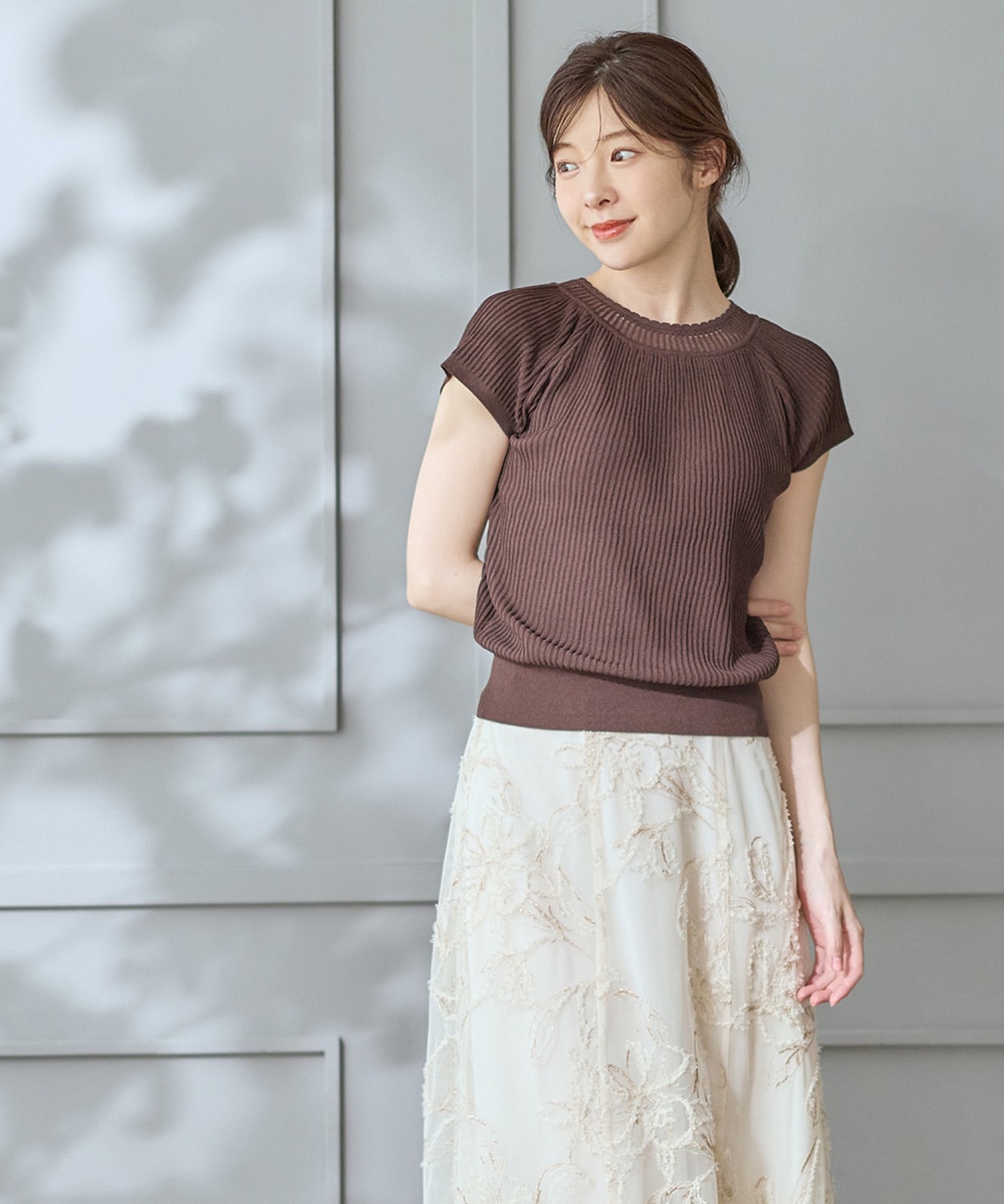 SALE】前後2wayフレンチスリーブリブニットプルオーバー - 12Twelve