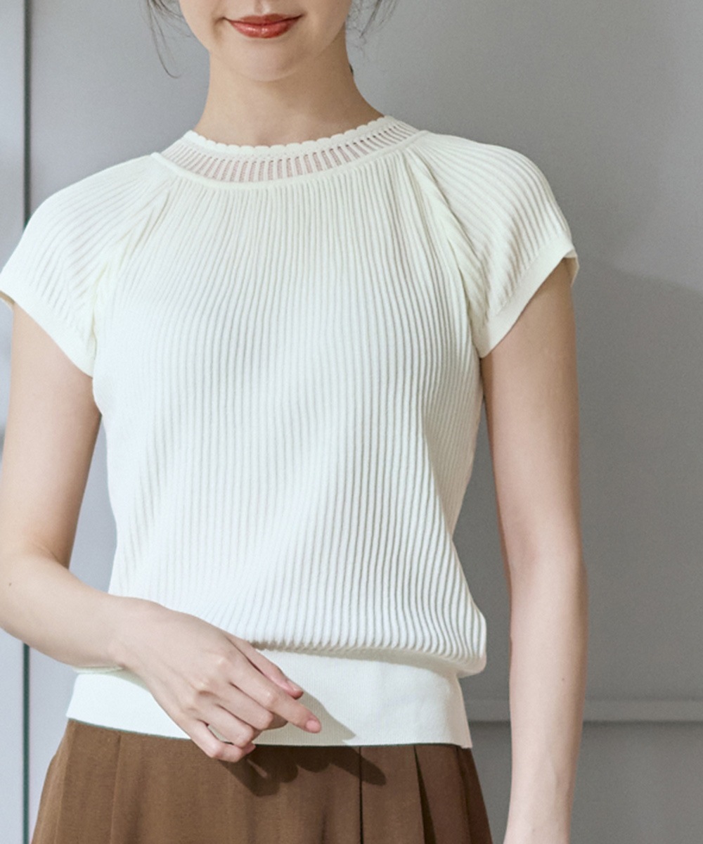 SALE】前後2wayフレンチスリーブリブニットプルオーバー - 12Twelve