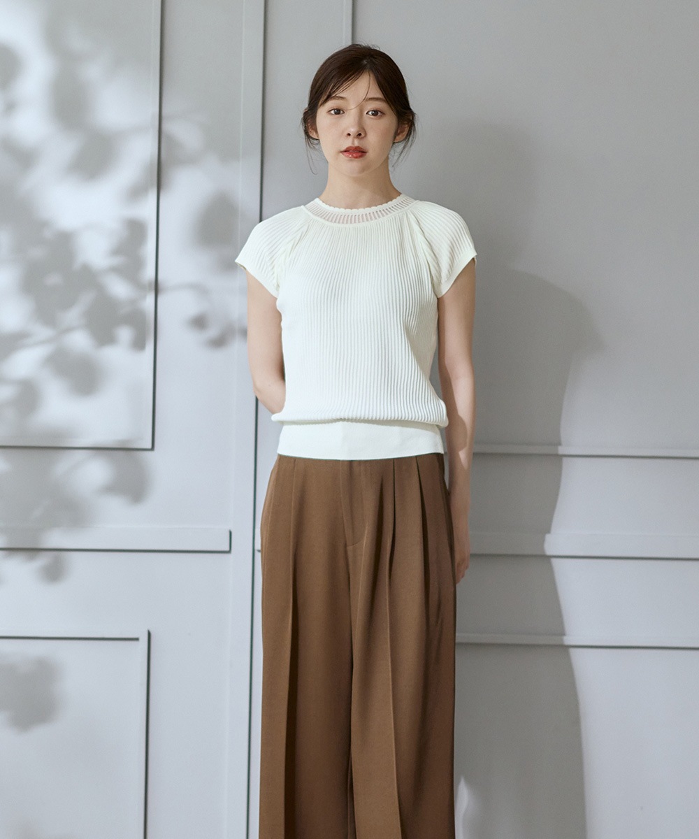 SALE】前後2wayフレンチスリーブリブニットプルオーバー - 12Twelve