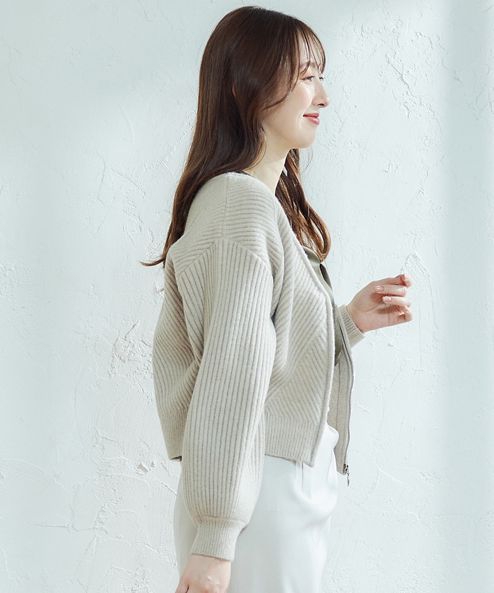 SALE】Vネック前ジップアップニットカーディガン - 12Twelve