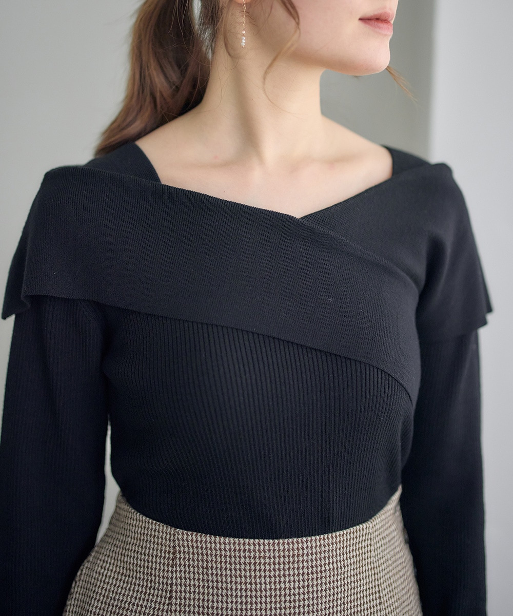 SALE】クロスアシメオフショル風ニットプルオーバー - 12Twelve