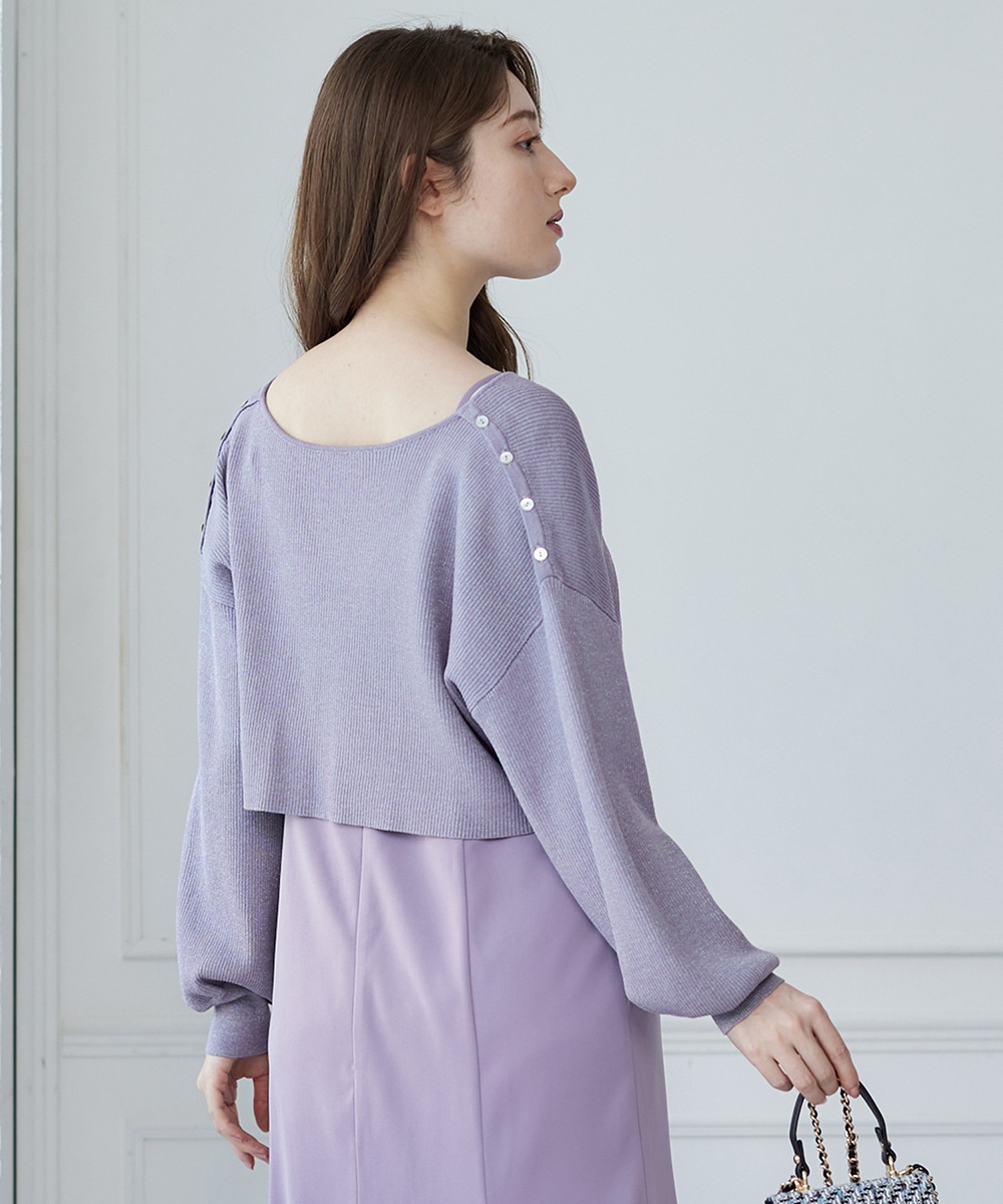 SALE】フロントギャザーラメクロップドボレロカーディガン