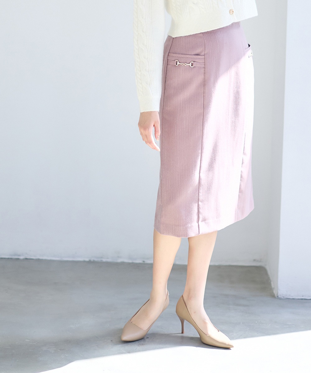 ヘリンボーンビットデザインタイトスカート - 12Twelve Agenda