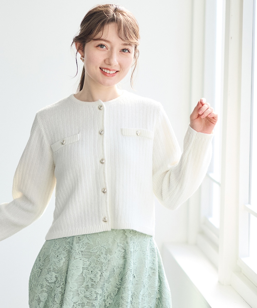 クルーネック金釦ニットカーディガン - 12Twelve Agenda(トゥエルブ