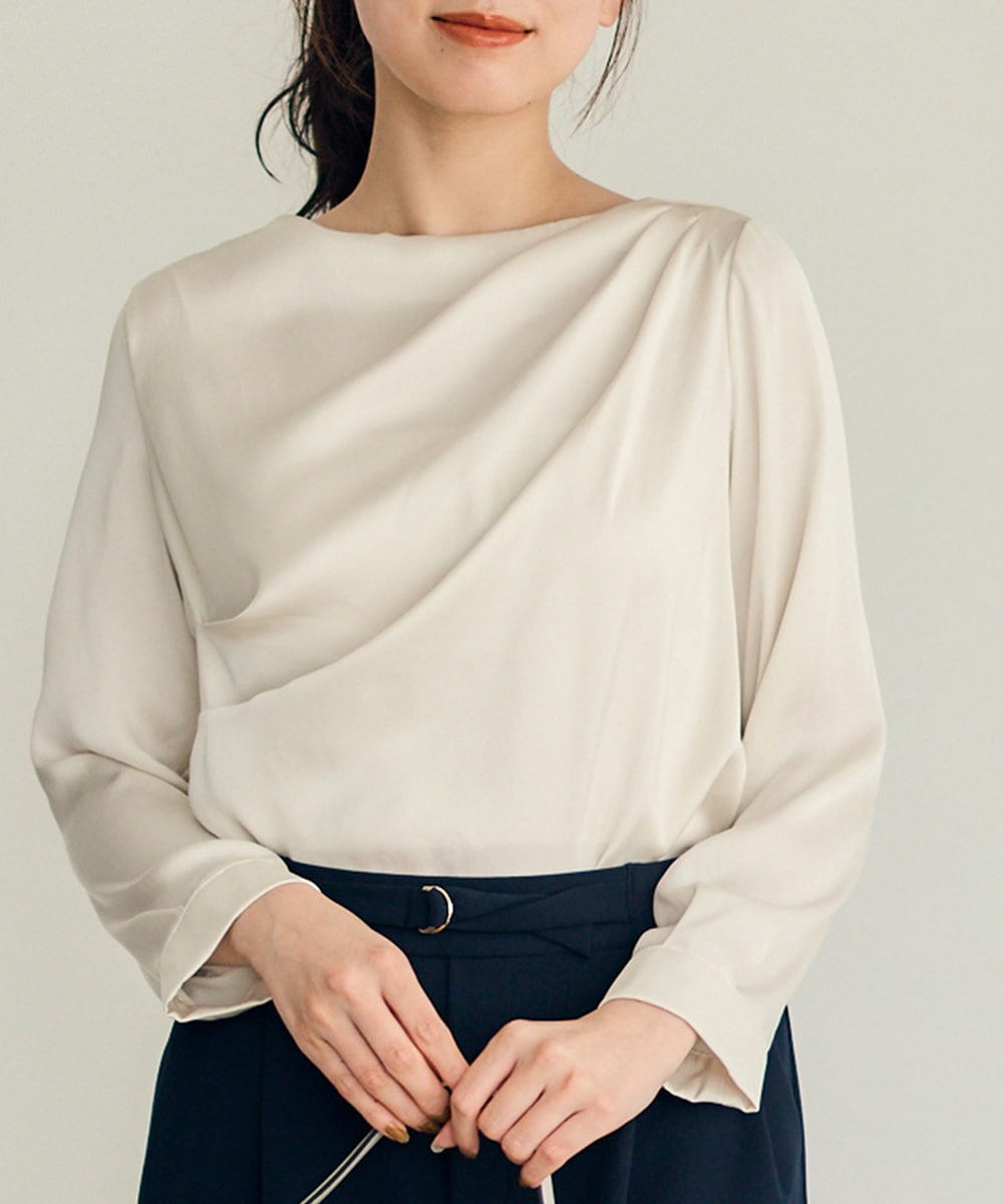 ヴィンテージサテンドレープネックブラウス - 12Twelve Agenda