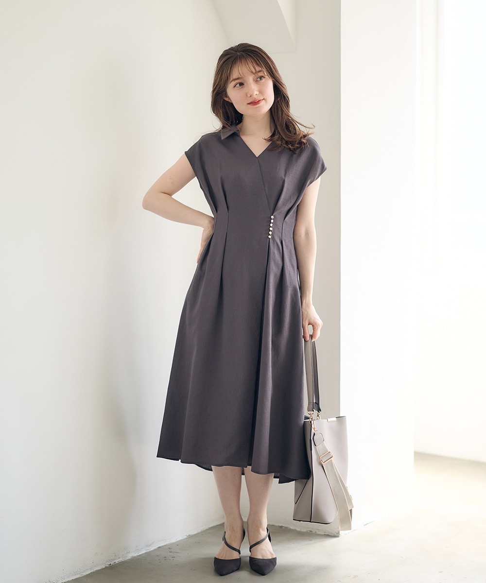 【12agenda】カシュクールブッチャーワンピース★ライトグレー★新品未使用 トゥエルブアジェンダ 12Twelve Agenda カシュクールブッチャー