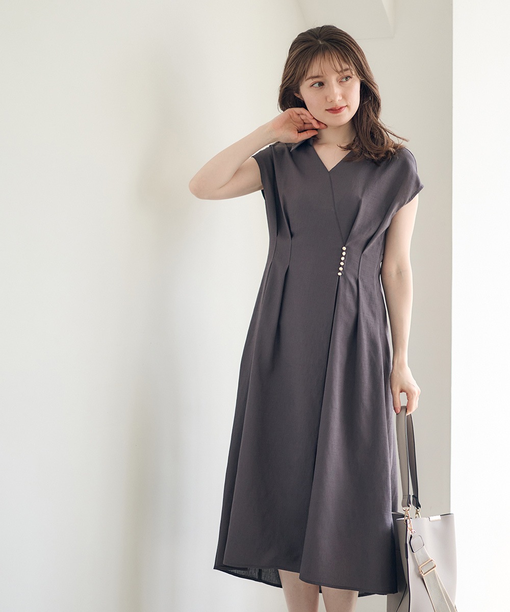 YLEVE　イレーヴ　リネン100% ラップ　カシュクール　ロングワンピース YLEVE / イレーヴ | YLEVE LINEN HIGH COUNT OP ワンピース | 1