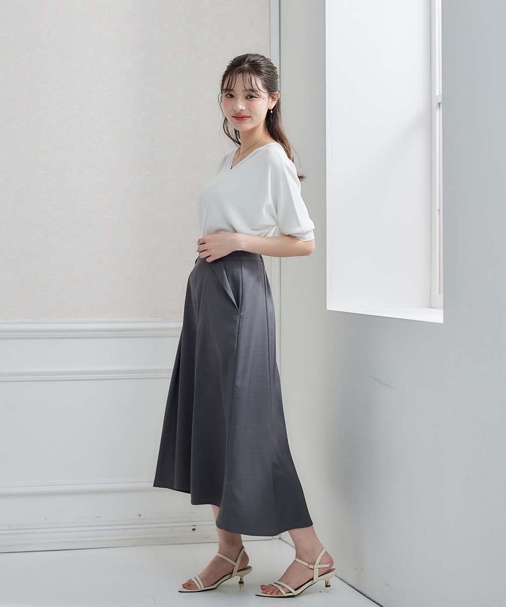 SALE】前後2wayシアーネックドルマン5分袖ニットプル