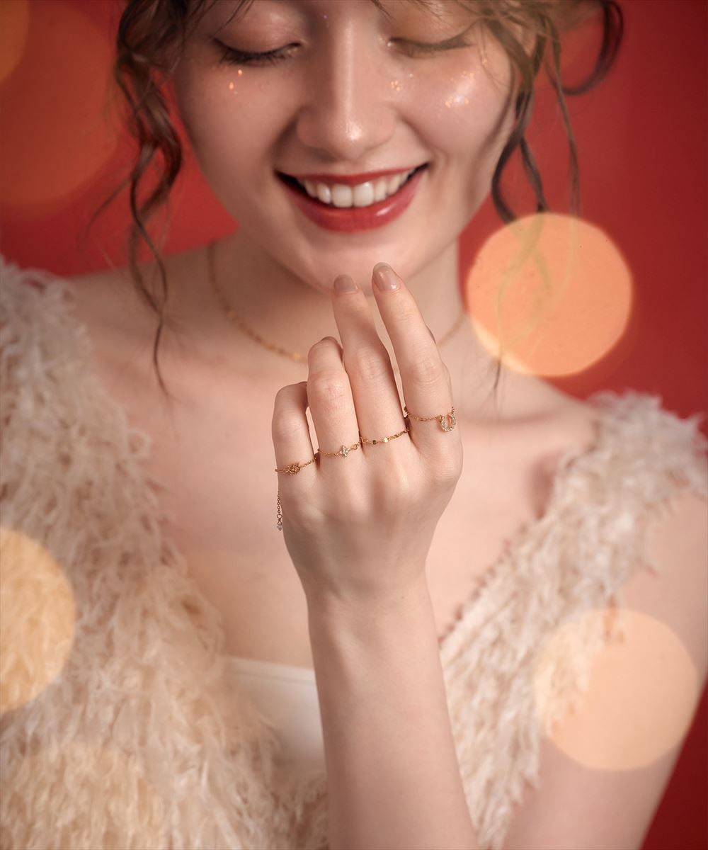 1粒ルビーオーナメントチェーンリング - 12Twelve Agenda(トゥエルブ