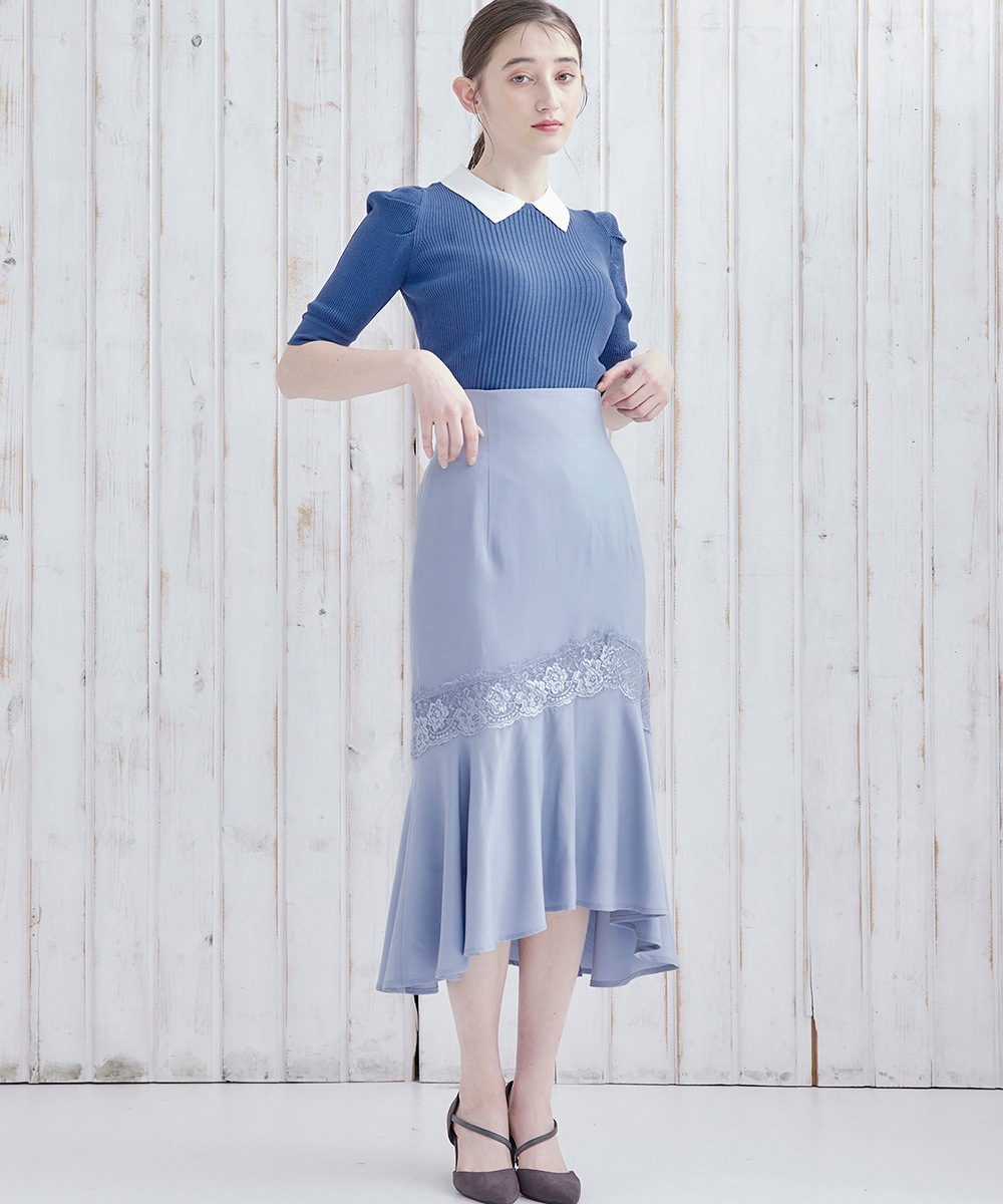 SALE】レース切替ハイウエストマーメイドスカート - 12Twelve