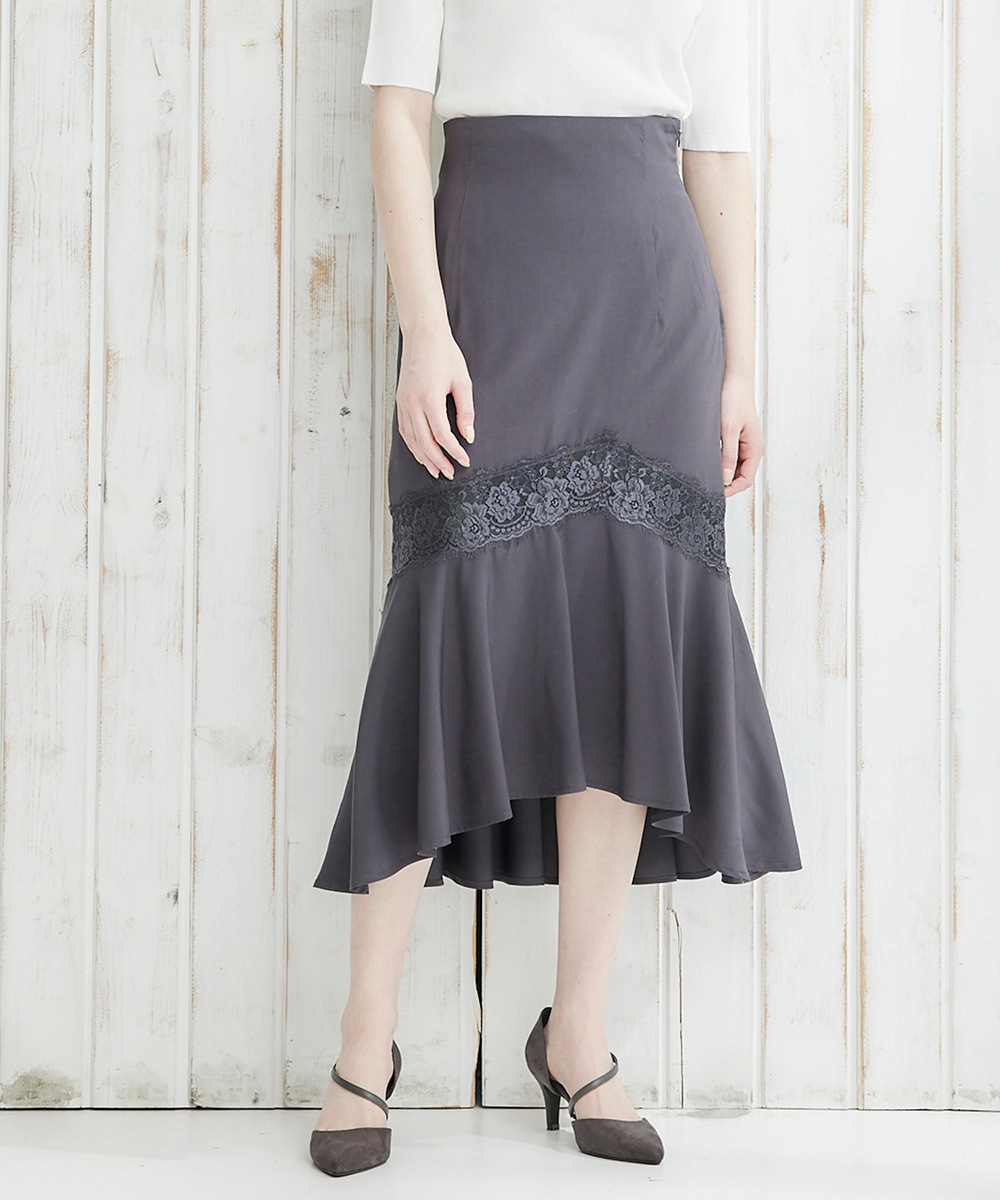 SALE】レース切替ハイウエストマーメイドスカート - 12Twelve