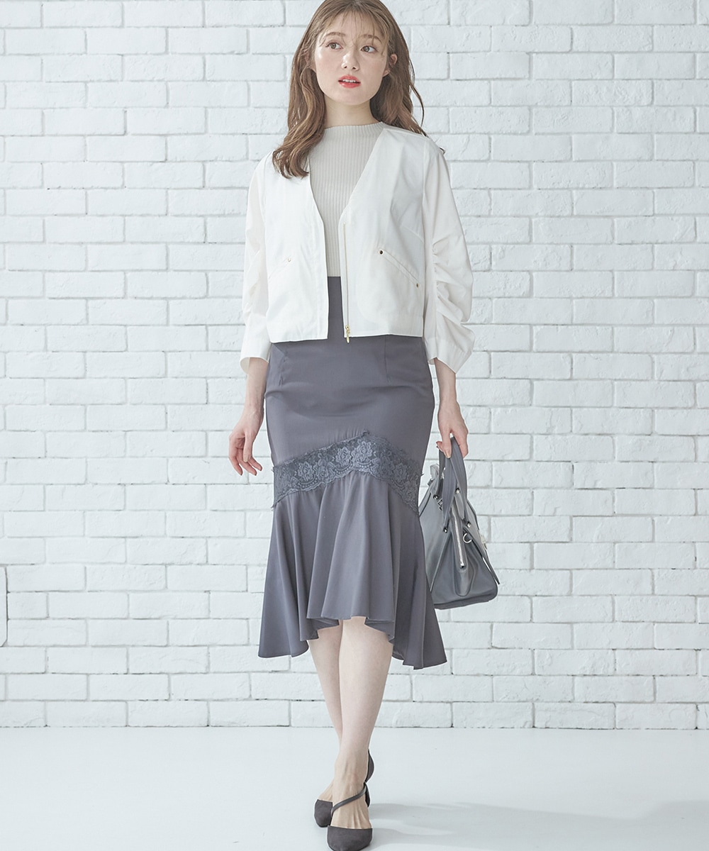 SALE】レース切替ハイウエストマーメイドスカート - 12Twelve