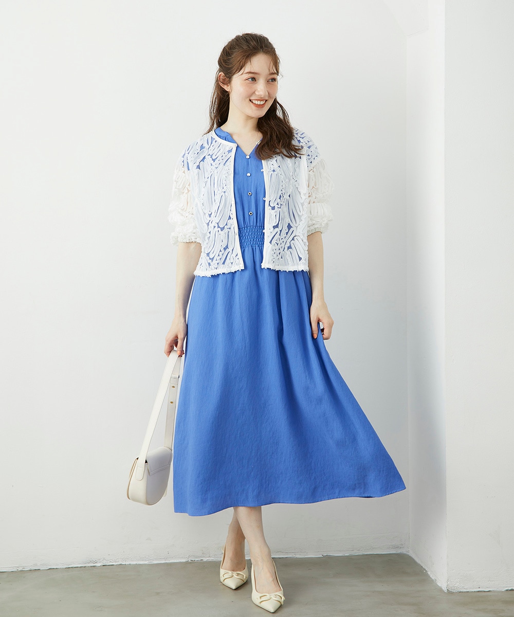 SALE】リネンライクウエストシャーリングフレアワンピース - 12Twelve