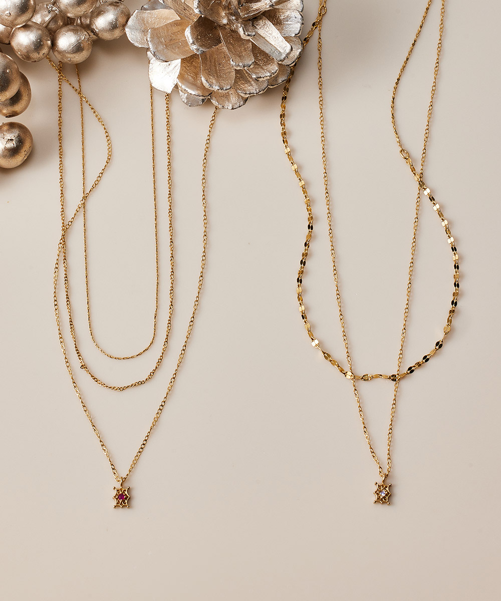 1粒ルビーオーナメントネックレス - 12Twelve Agenda(トゥエルブ