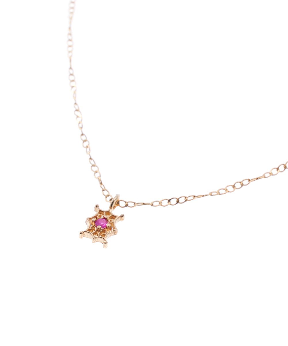 ルビーネックレス 1粒ルビーオーナメントネックレス - 12Twelve Agenda(トゥエルブ