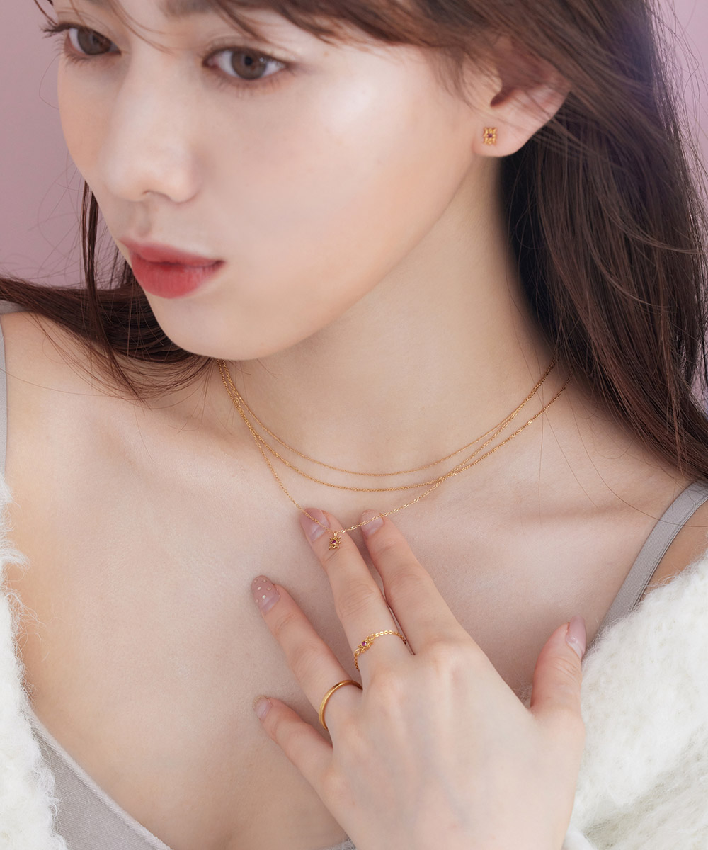 1粒ルビーオーナメントネックレス - 12Twelve Agenda(トゥエルブ