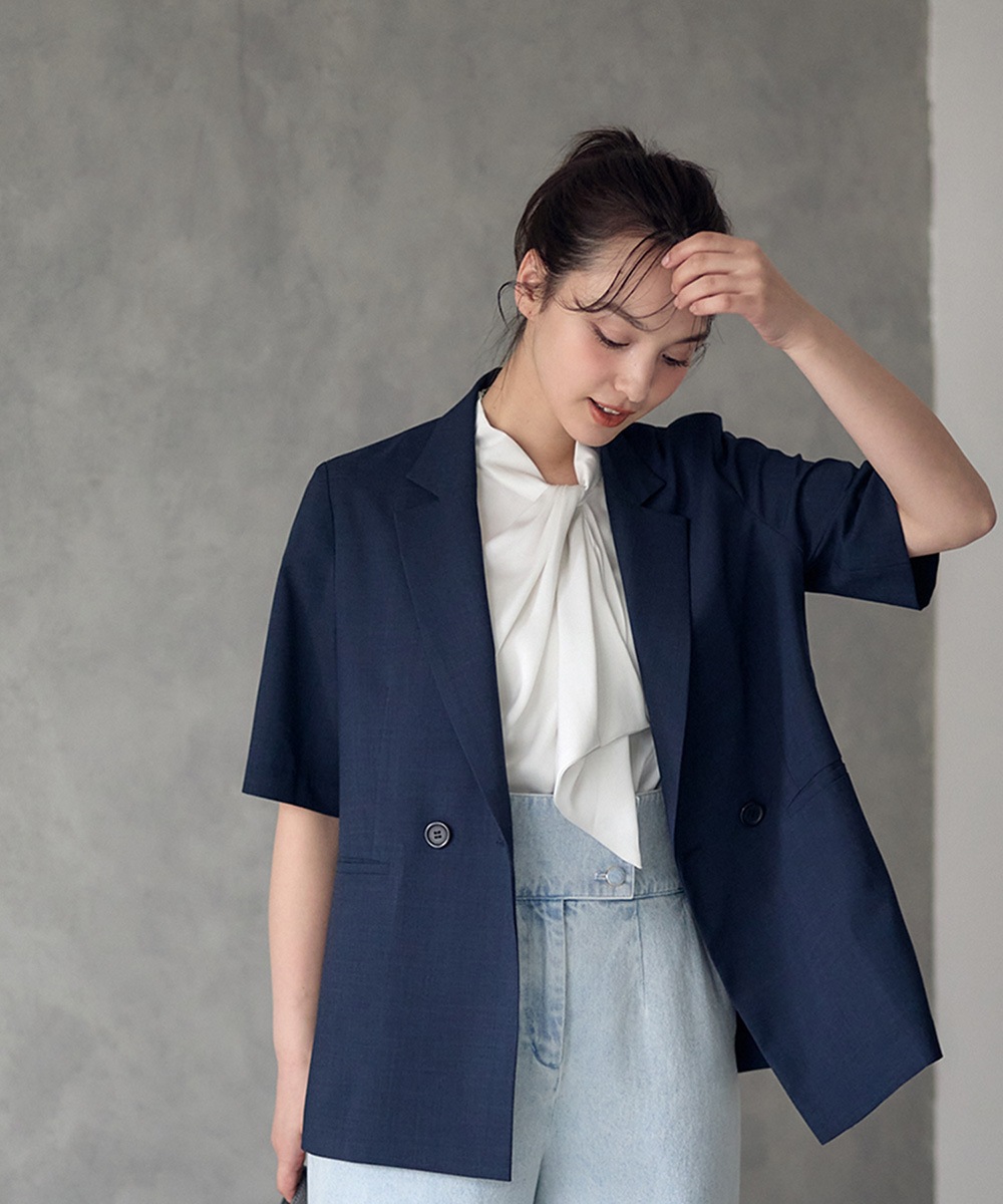 SALE】ウォッシャブルリネンライク半袖ジャケット - 12Twelve Agenda