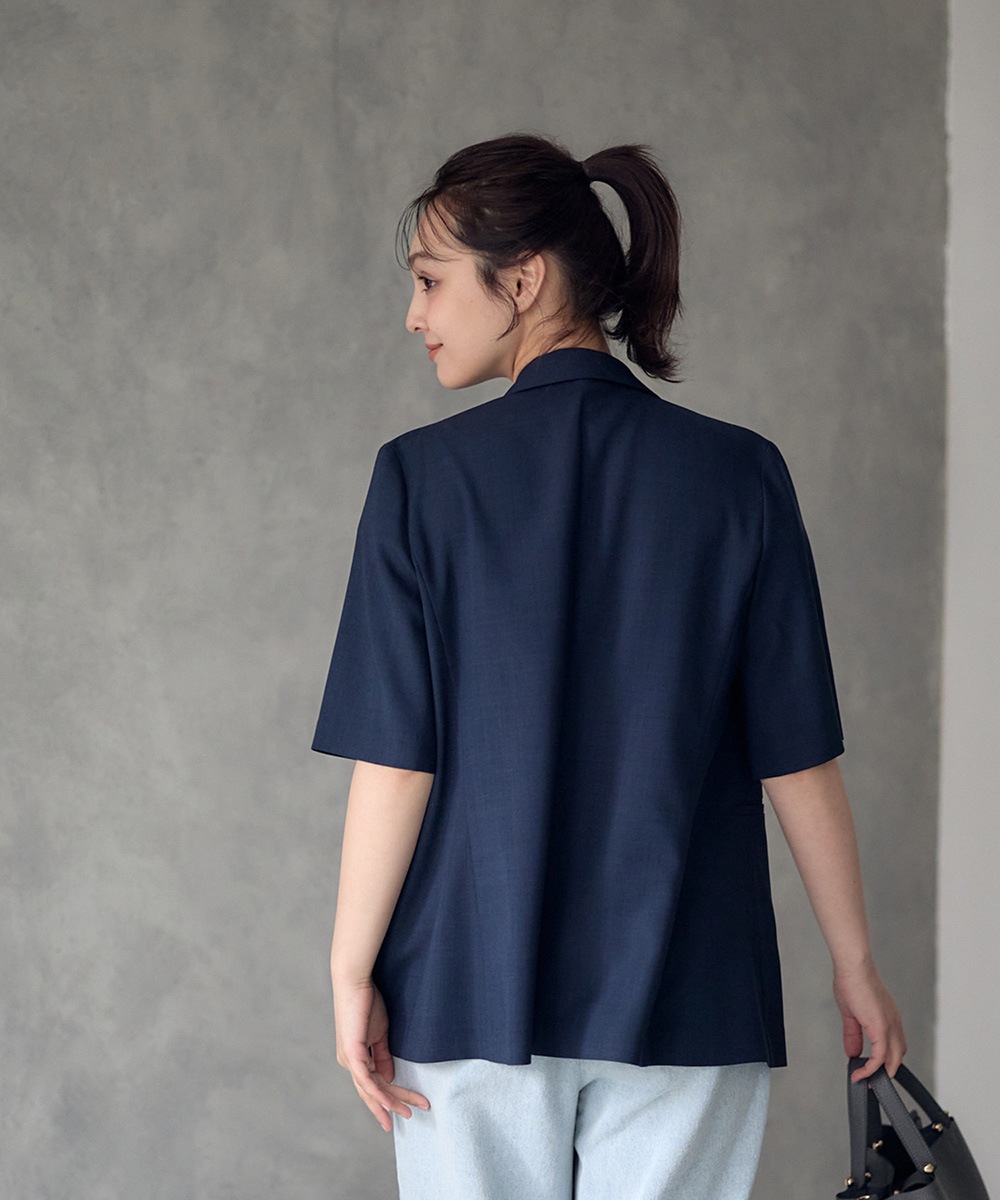 SALE】ウォッシャブルリネンライク半袖ジャケット - 12Twelve Agenda