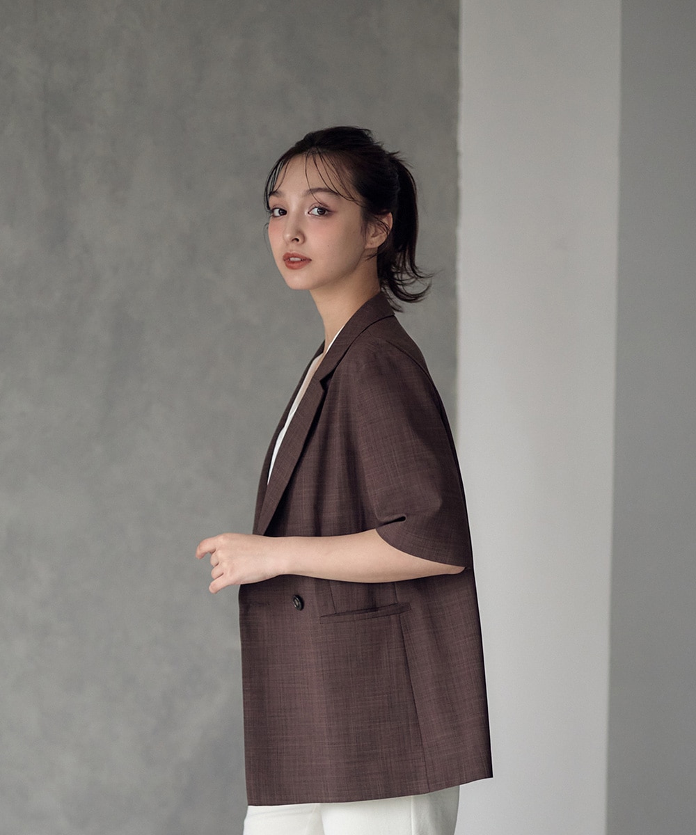 SALE】ウォッシャブルリネンライク半袖ジャケット - 12Twelve