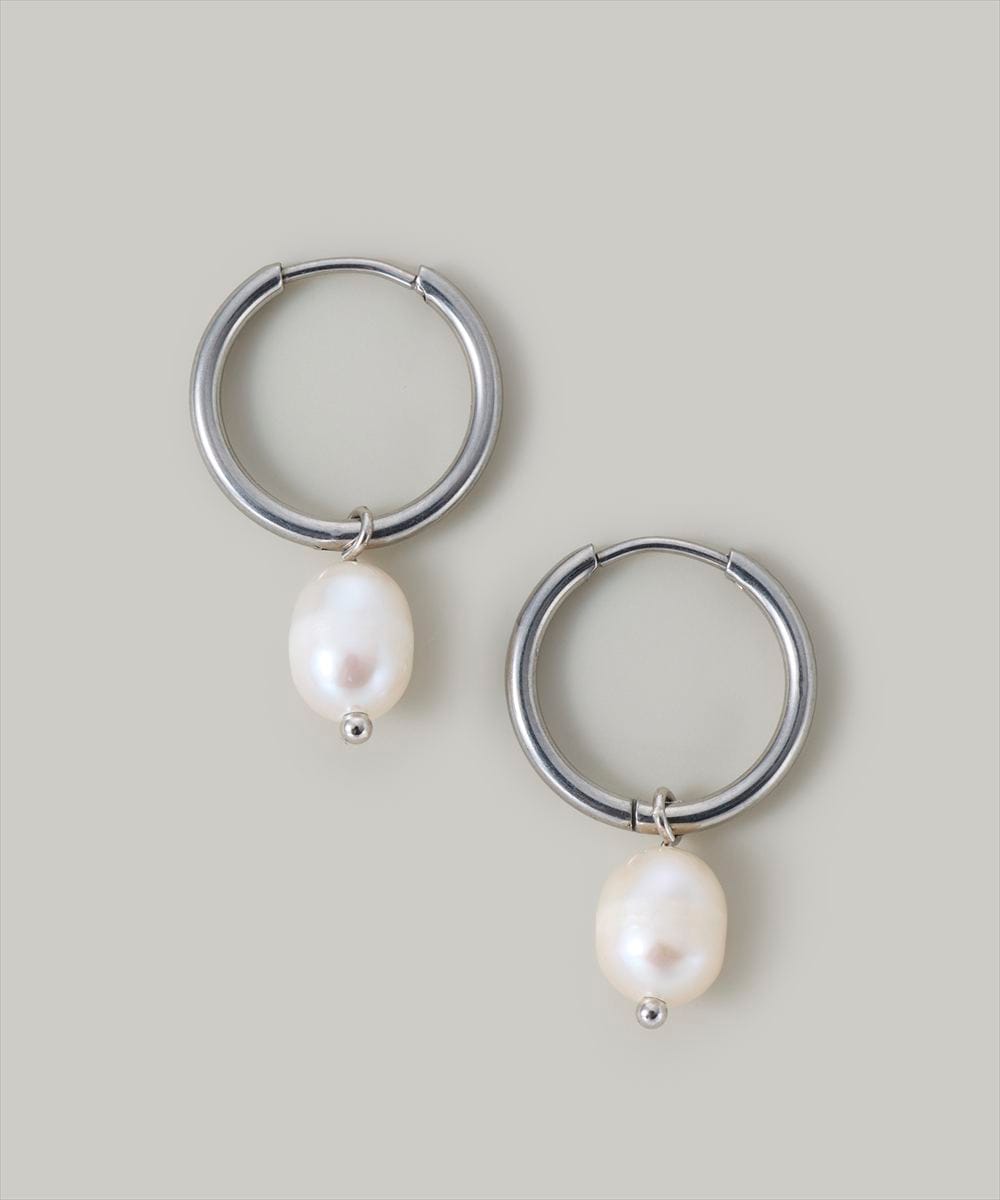 ステンレス〉2way淡水パールフープピアス - 12Twelve Agenda