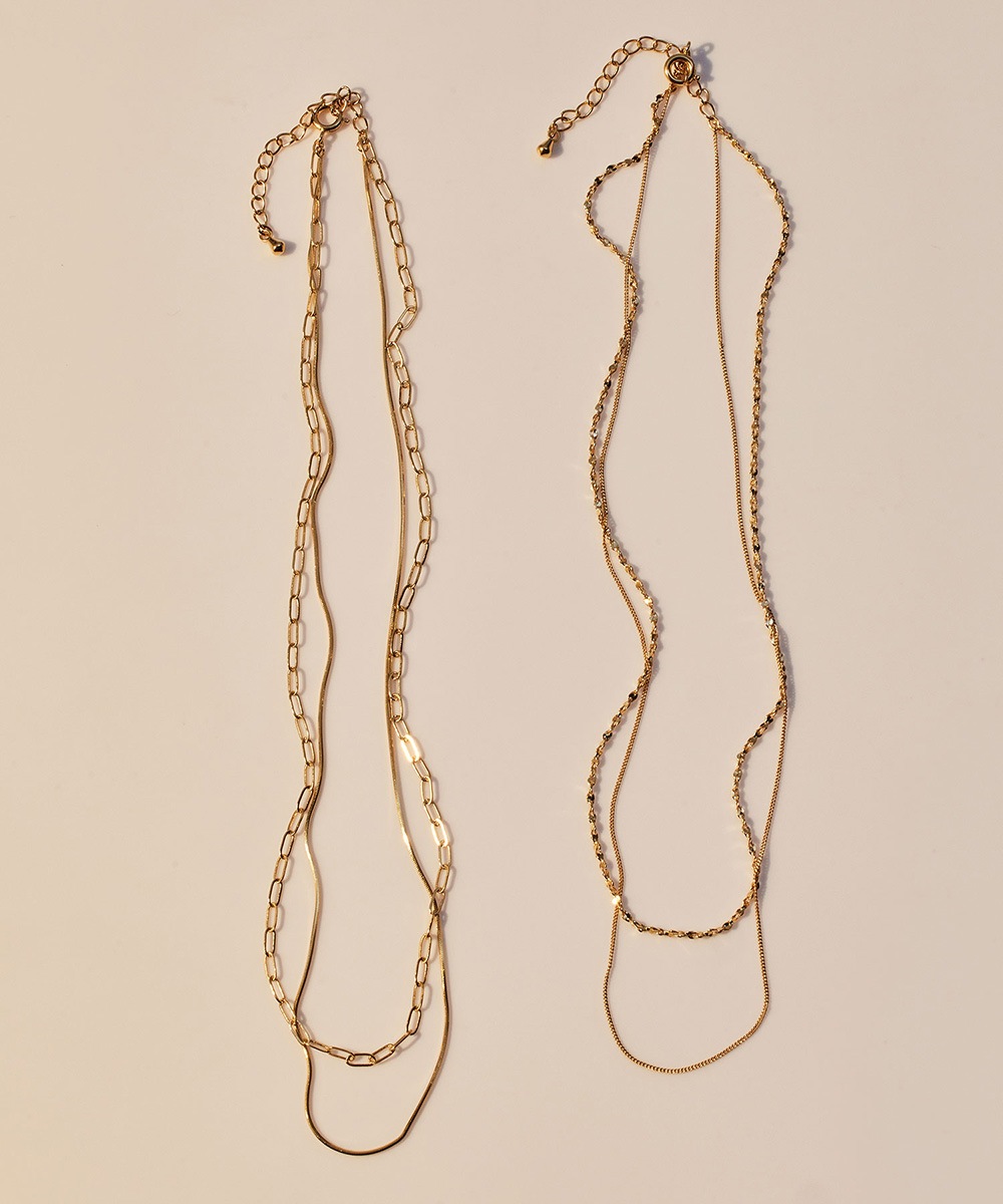 (C072943) K18 YG ネックレス 2連 ツイストチェーン gbss_twistchain-k18wg