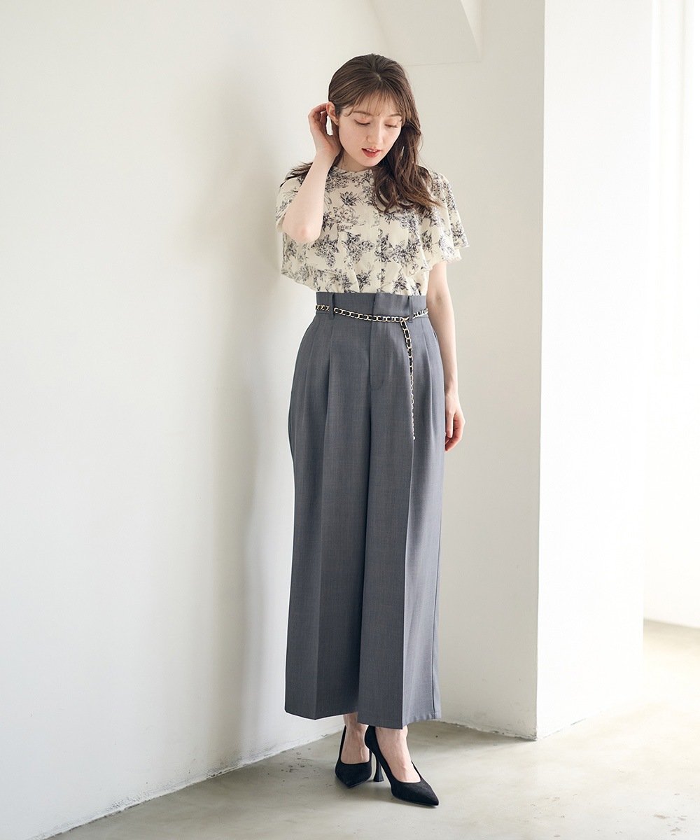 フリルスリーブ花柄ブラウス SALE】フリルスリーブ花柄ブラウス - 12Twelve Agenda