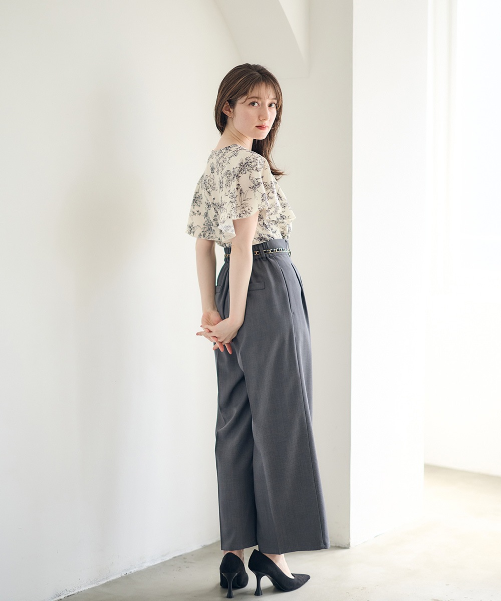 SALE】フリルスリーブ花柄ブラウス - 12Twelve Agenda(トゥエルブ