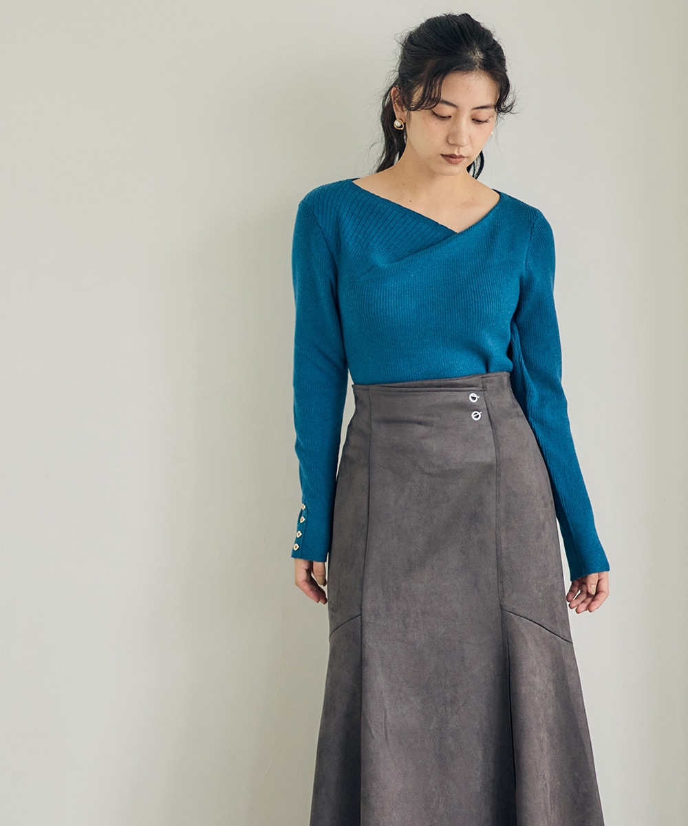 アシメタックネックリブニットプルオーバー - 12Twelve Agenda