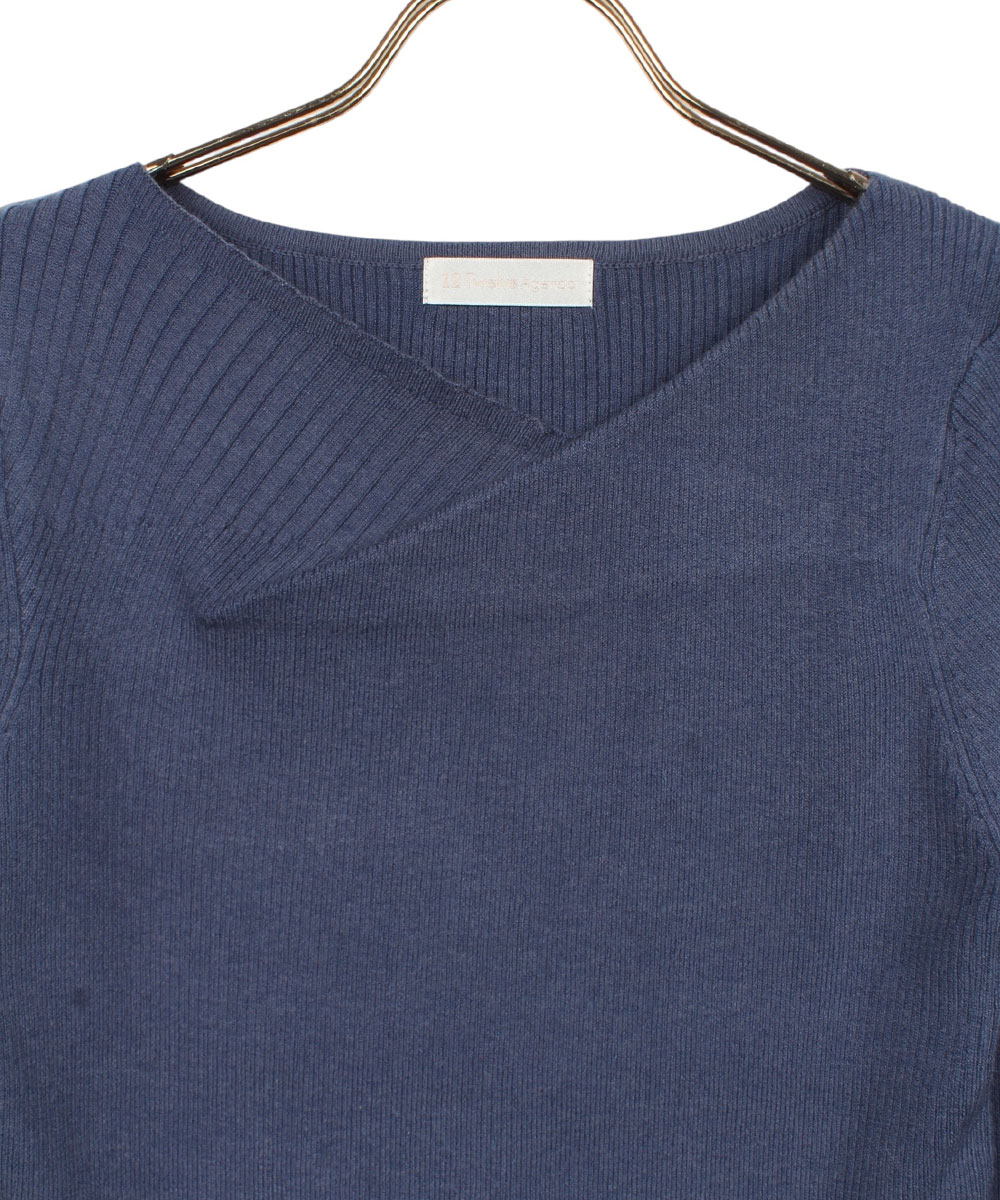 SALE】アシメタックネックリブニットプルオーバー - 12Twelve Agenda