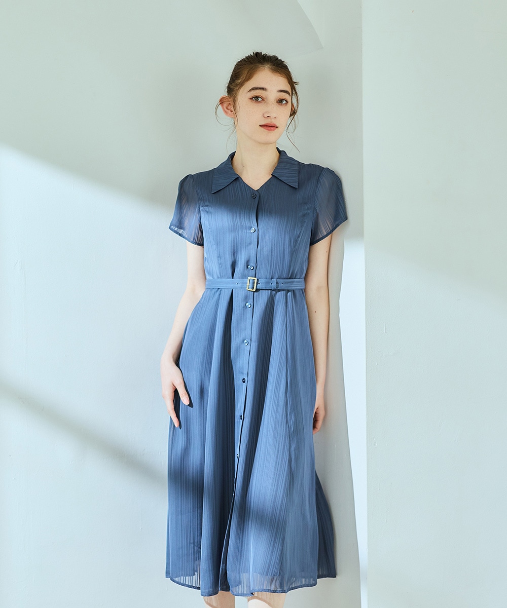 HOUSE OF LOTUS 半袖シャツワンピース 水色ストライプ SALE】シアーストライプシャツワンピース - 12Twelve Agenda