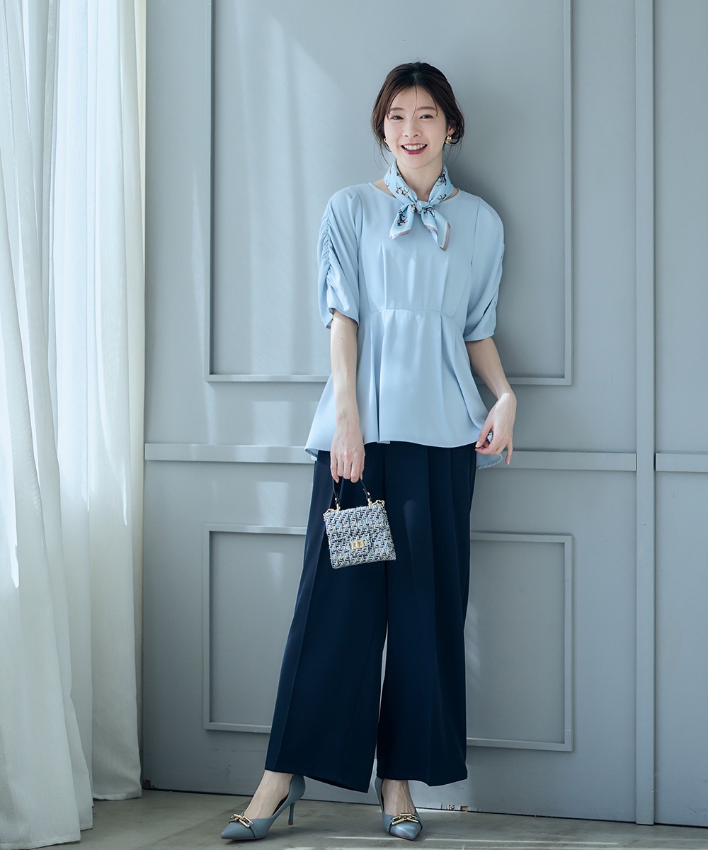 ギャザースリーブペプラムブラウス - 12Twelve Agenda(トゥエルブ