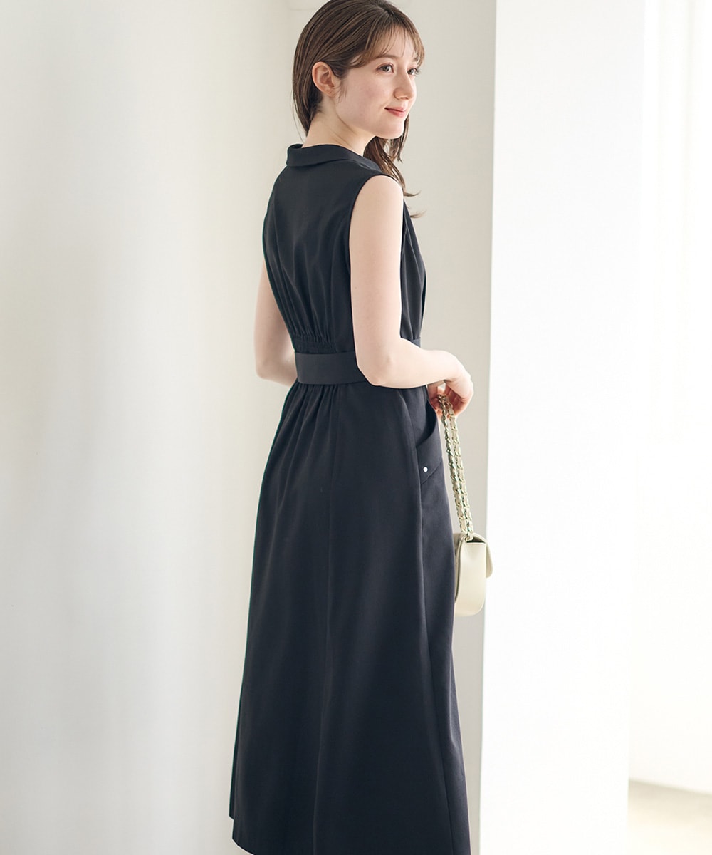 A17376 美品 プラダ ノースリーブシャツワンピース ブラック 38 A17376 美品 プラダ ノースリーブシャツワンピース ブラック 38