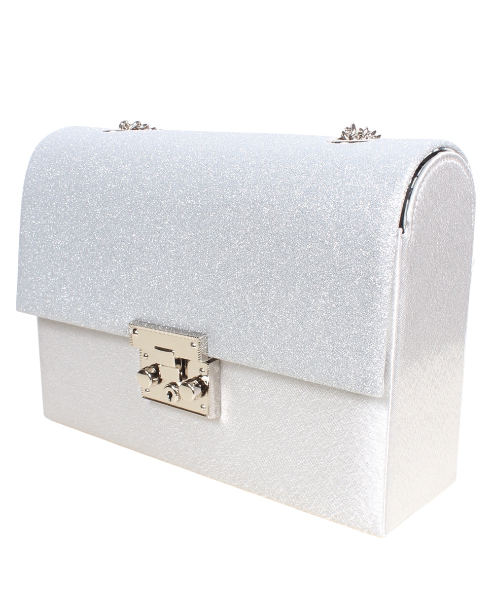 SALE】ラメフラップチェーンショルダースクエアパーティバッグ