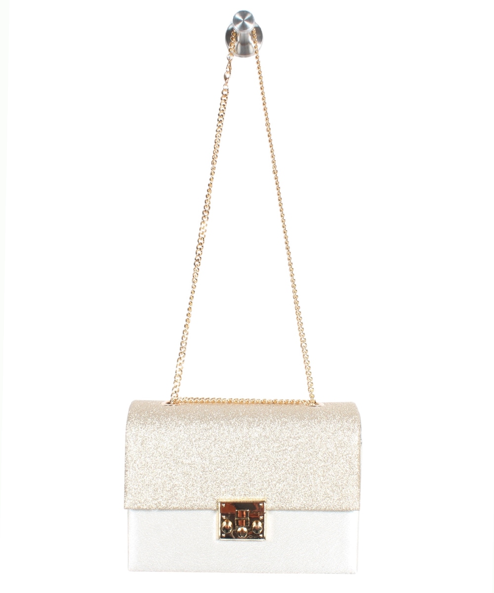 SALE】ラメフラップチェーンショルダースクエアパーティバッグ