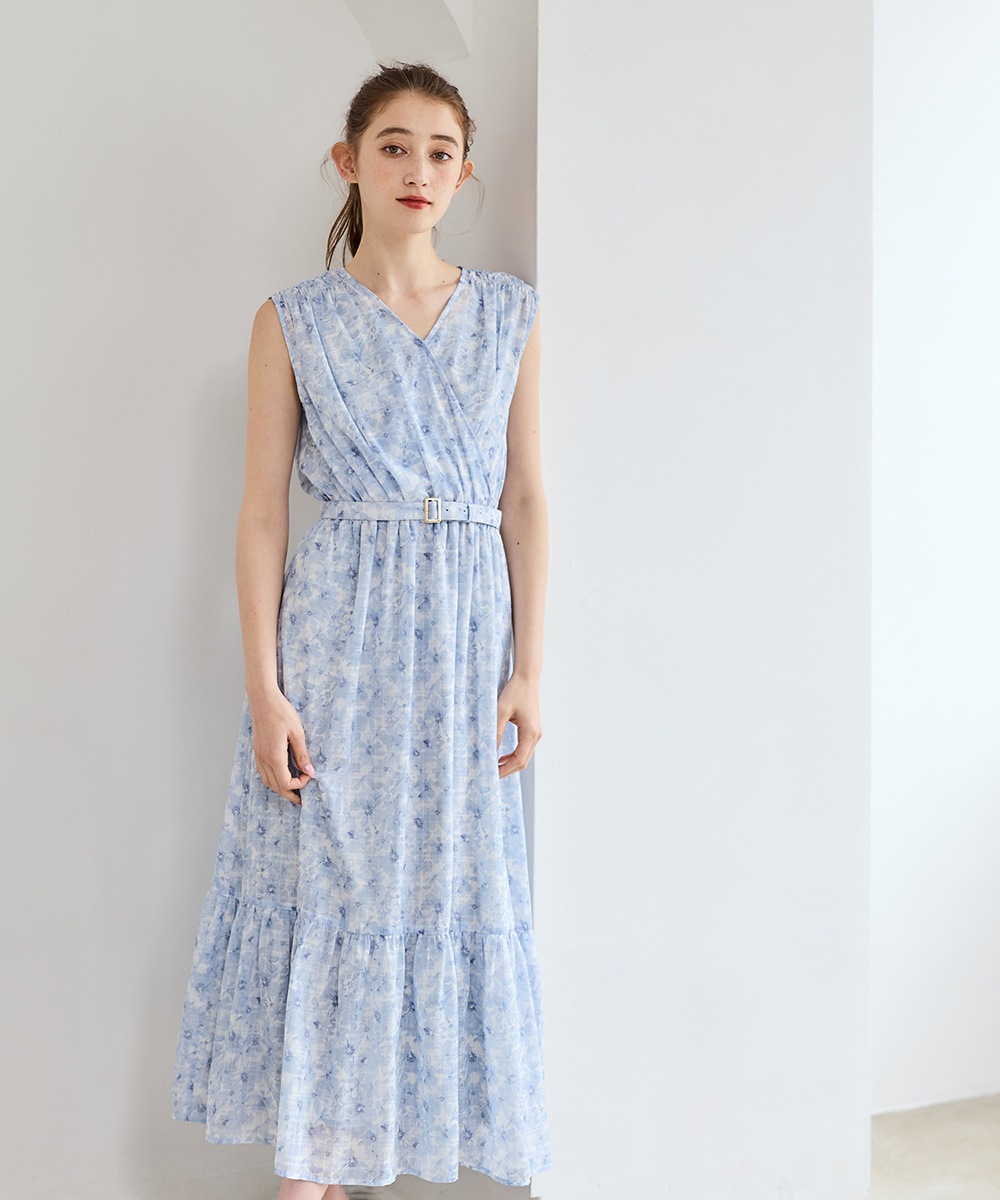 カシュクール花柄ロングワンピース - 12Twelve Agenda(トゥエルブ