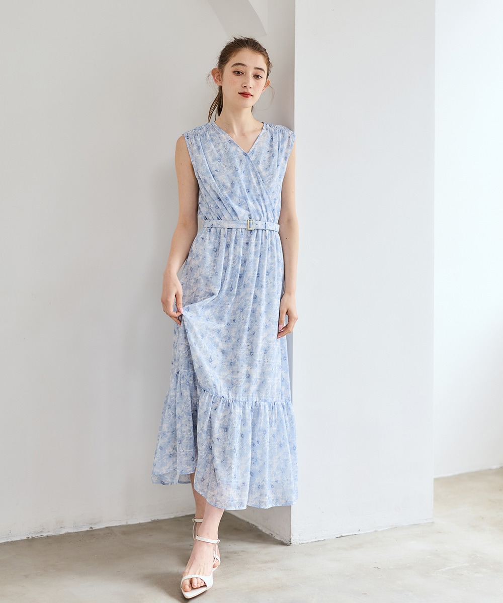 カシュクール花柄ロングワンピース - 12Twelve Agenda(トゥエルブ