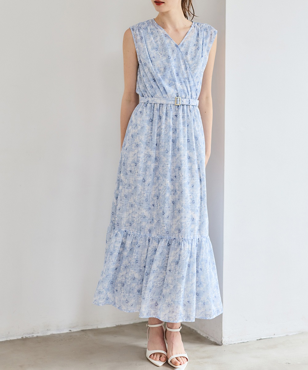 カシュクール花柄ロングワンピース - 12Twelve Agenda(トゥエルブ