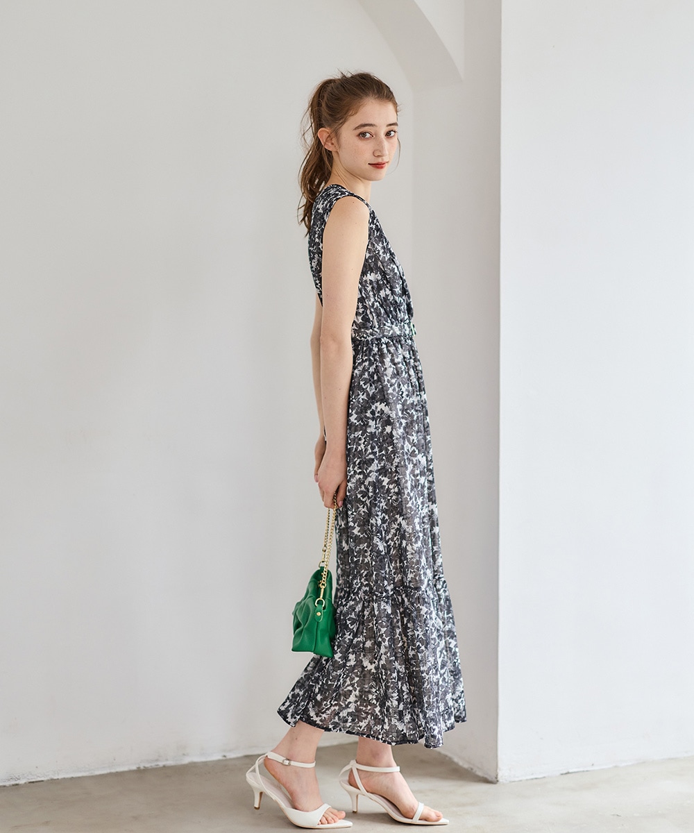カシュクール花柄ロングワンピース - 12Twelve Agenda(トゥエルブ