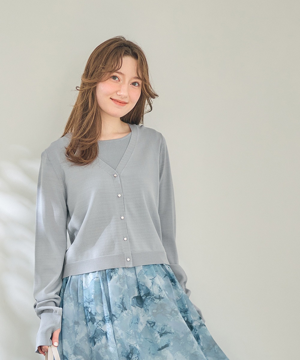 SALE】Vネッククロップド長袖ニットカーディガン - 12Twelve Agenda