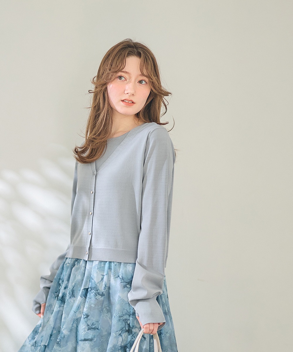 SALE】Vネッククロップド長袖ニットカーディガン - 12Twelve Agenda