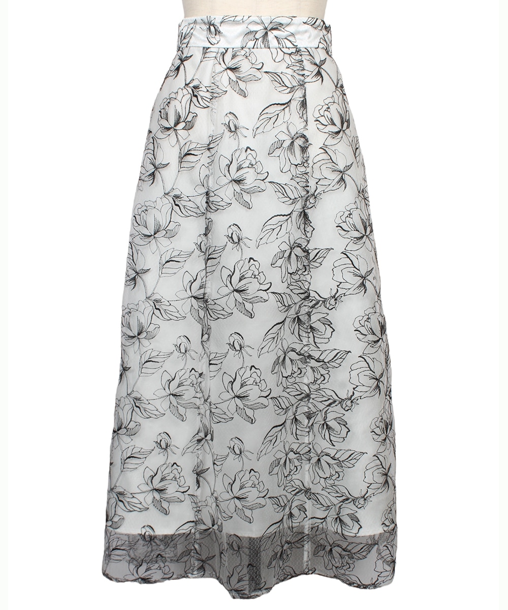 SALE】線画花柄刺繍フレアスカート - 12Twelve Agenda(トゥエルブ