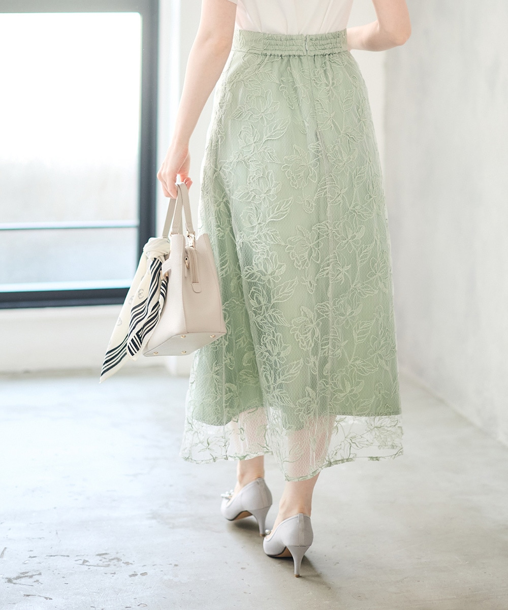 Twelve Agenda 花柄フレアスカート M SALE】ラメシフォン大花柄フレアスカート - 12Twelve Agenda