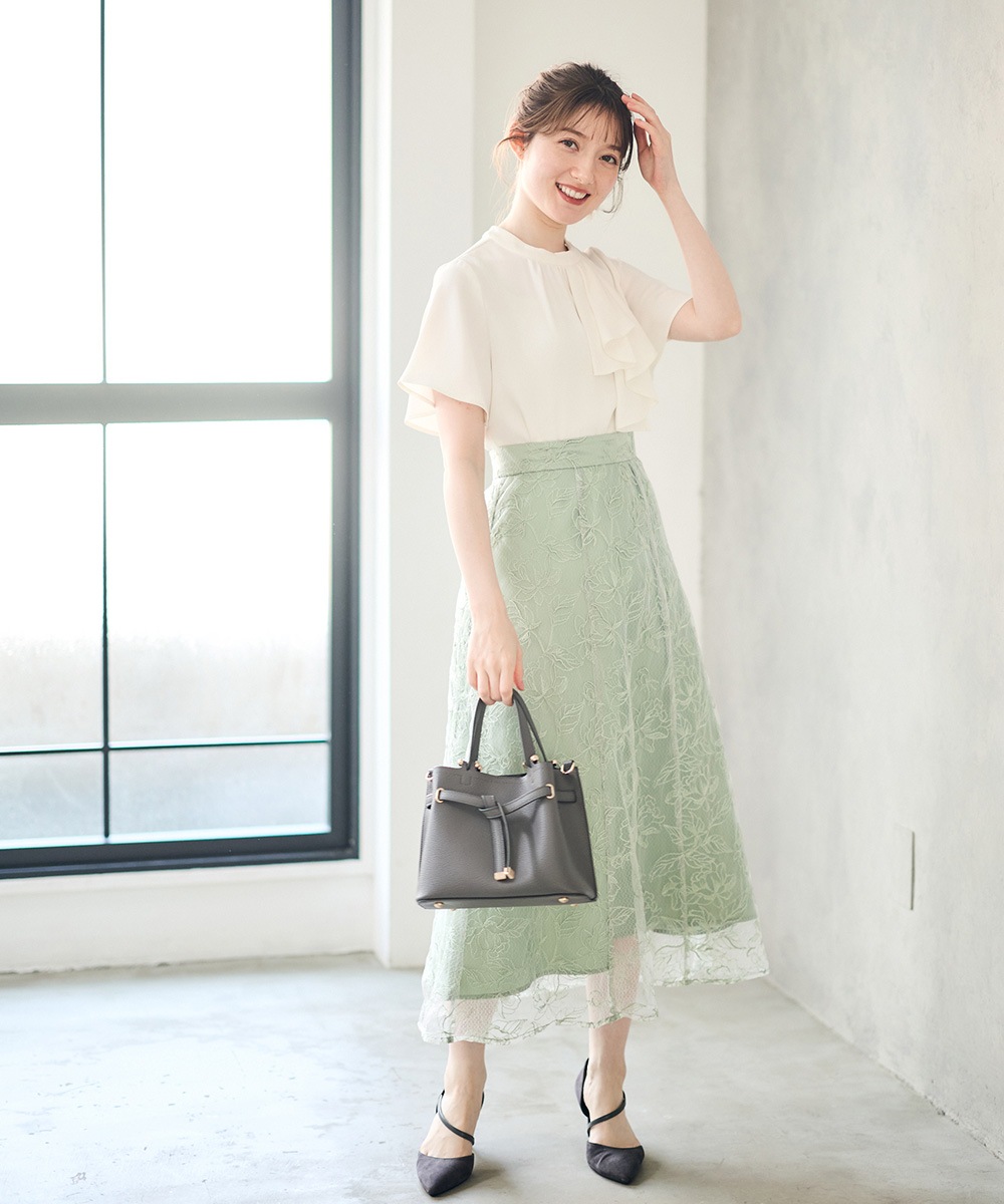 SALE】線画花柄刺繍フレアスカート - 12Twelve Agenda