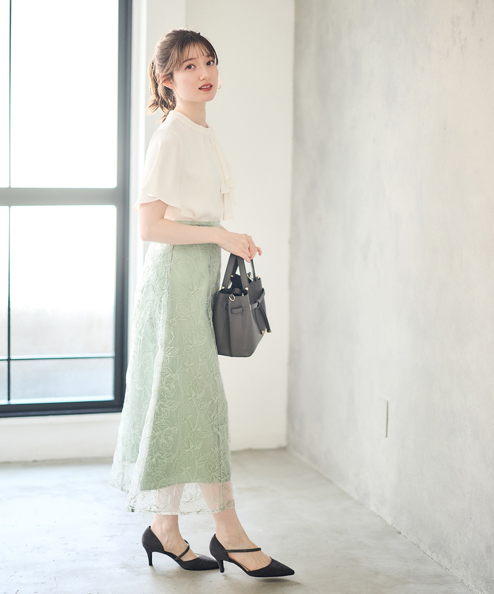 【LOEWE】S359Y08X63 アナグラム刺繍 ポプリンフレアースカート SALE】線画花柄刺繍フレアスカート - 12Twelve Agenda