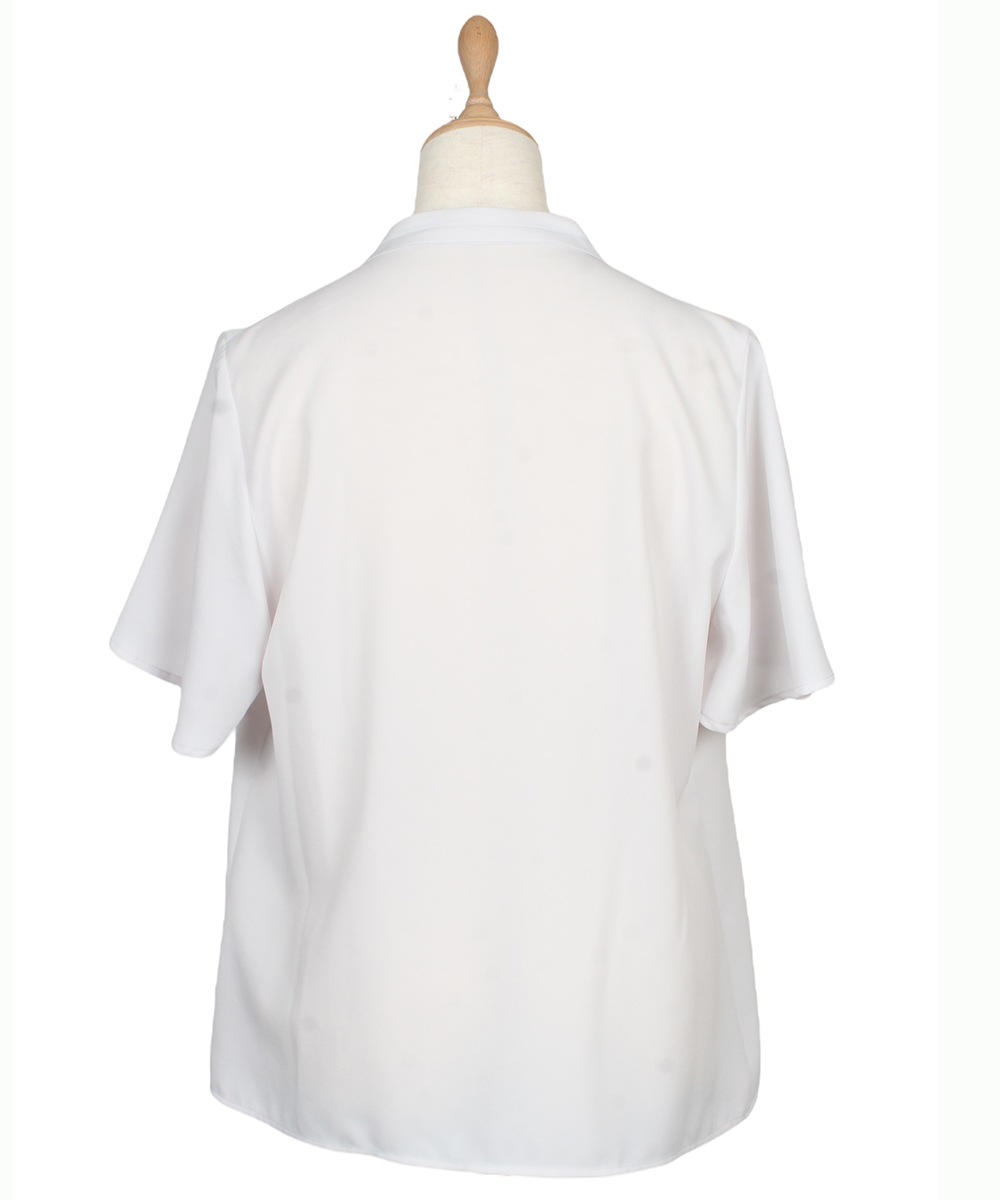 SALE】ストレッチジョーゼットキーネックブラウス - 12Twelve Agenda