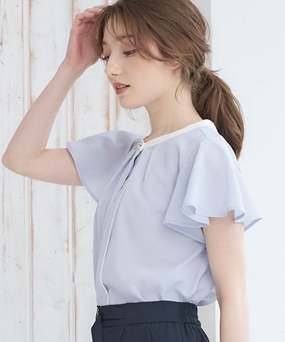 SALE】フレアスリーブ2wayタック配色ブラウス - 12Twelve