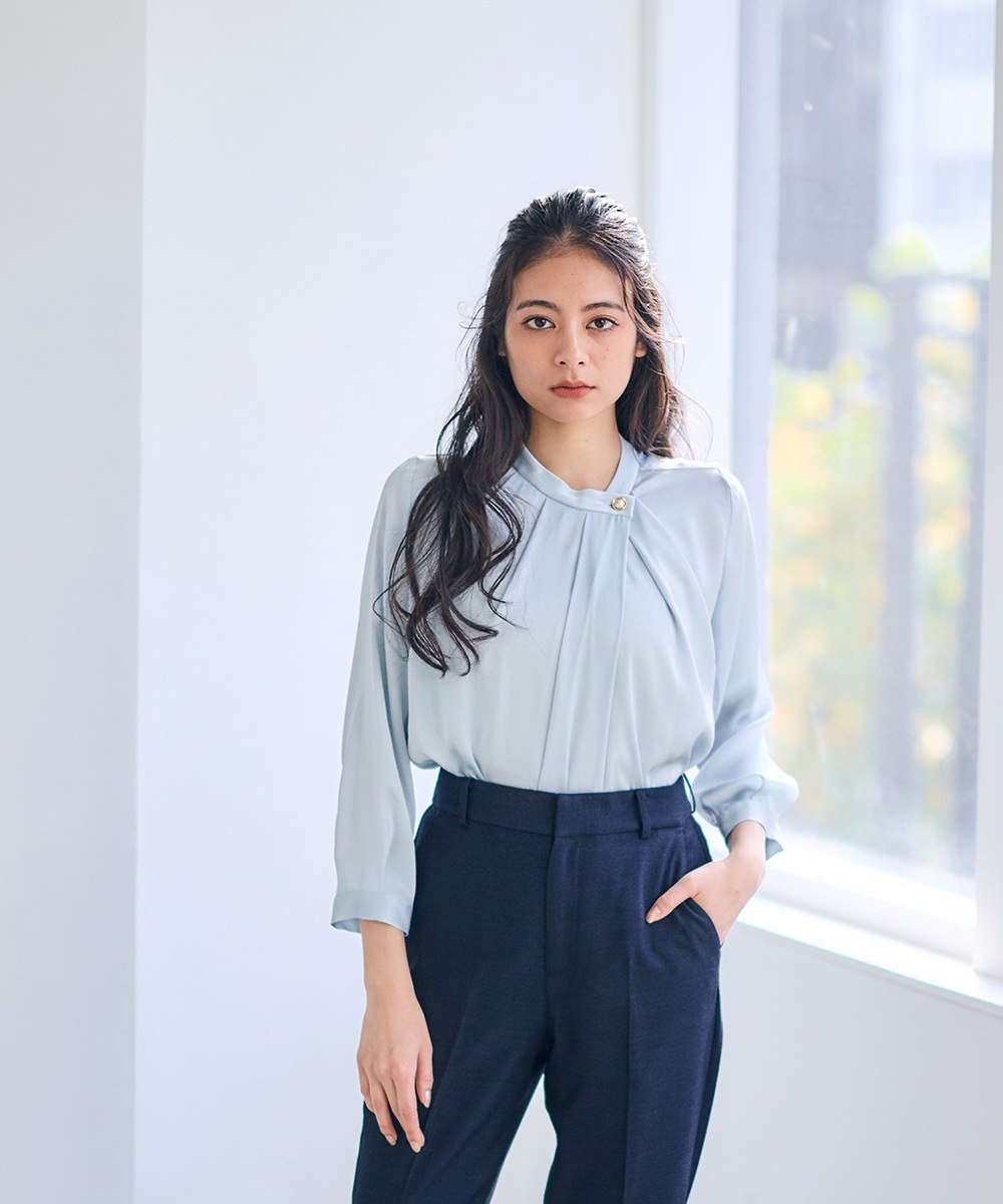 imperf. ヴィンテージサテンシャツ 新色追加】ヴィンテージサテンマルチウェイボウタイブラウス