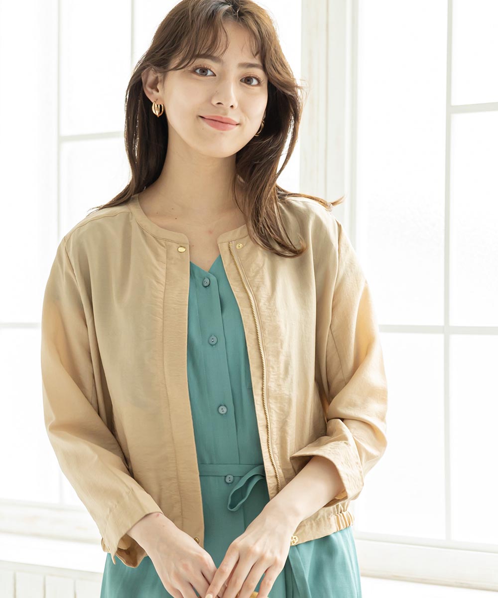 【華乃】イエナ リネン ライトノーカラーブルゾン 華乃様専用】イエナ リネン ライトノーカラーブルゾン