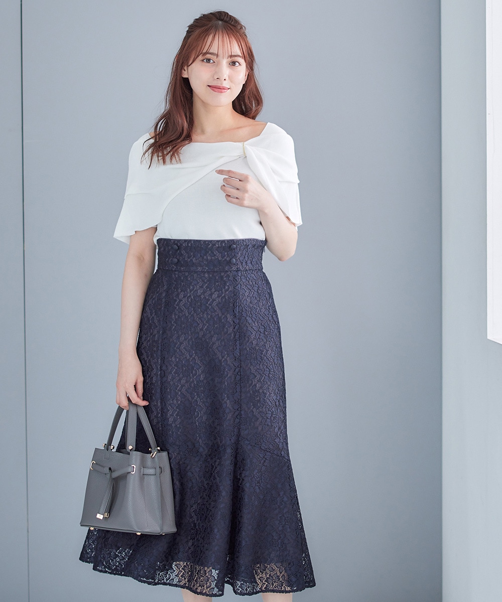 12Twelve Agenda - 12TwelveAgenda アシメねじりニットP/O SALE】アシメねじりオフショル5分袖ニットプルオーバー