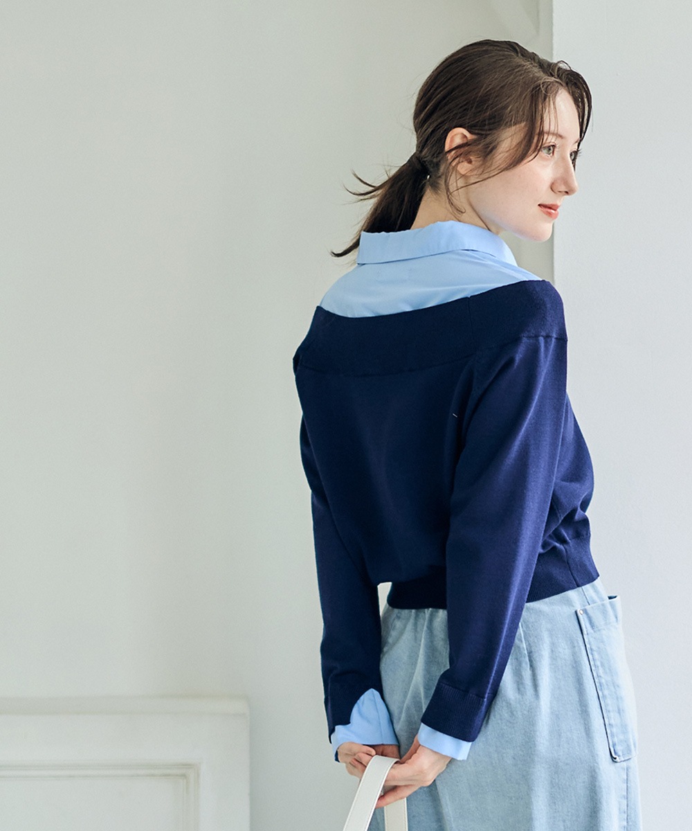 SALE】シャツレイヤード風ニットプルオーバー - 12Twelve Agenda
